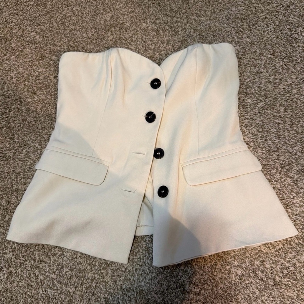 Forever 21 Cream Button-Up Corset Top